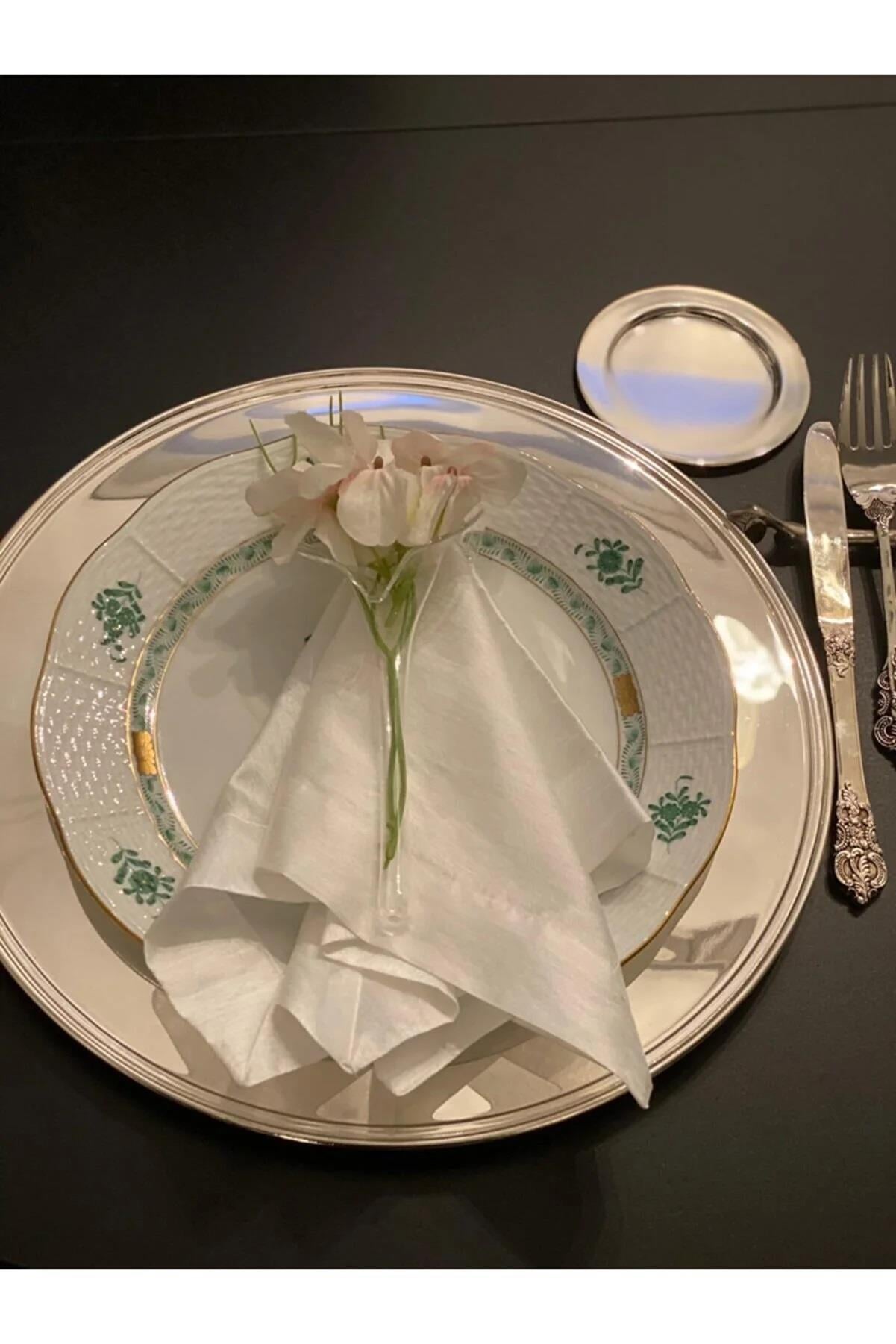 Cam Peçete Yüzüğü 4 Adet Üfleme Cam Peçetelik El Yapımı Peçetelik