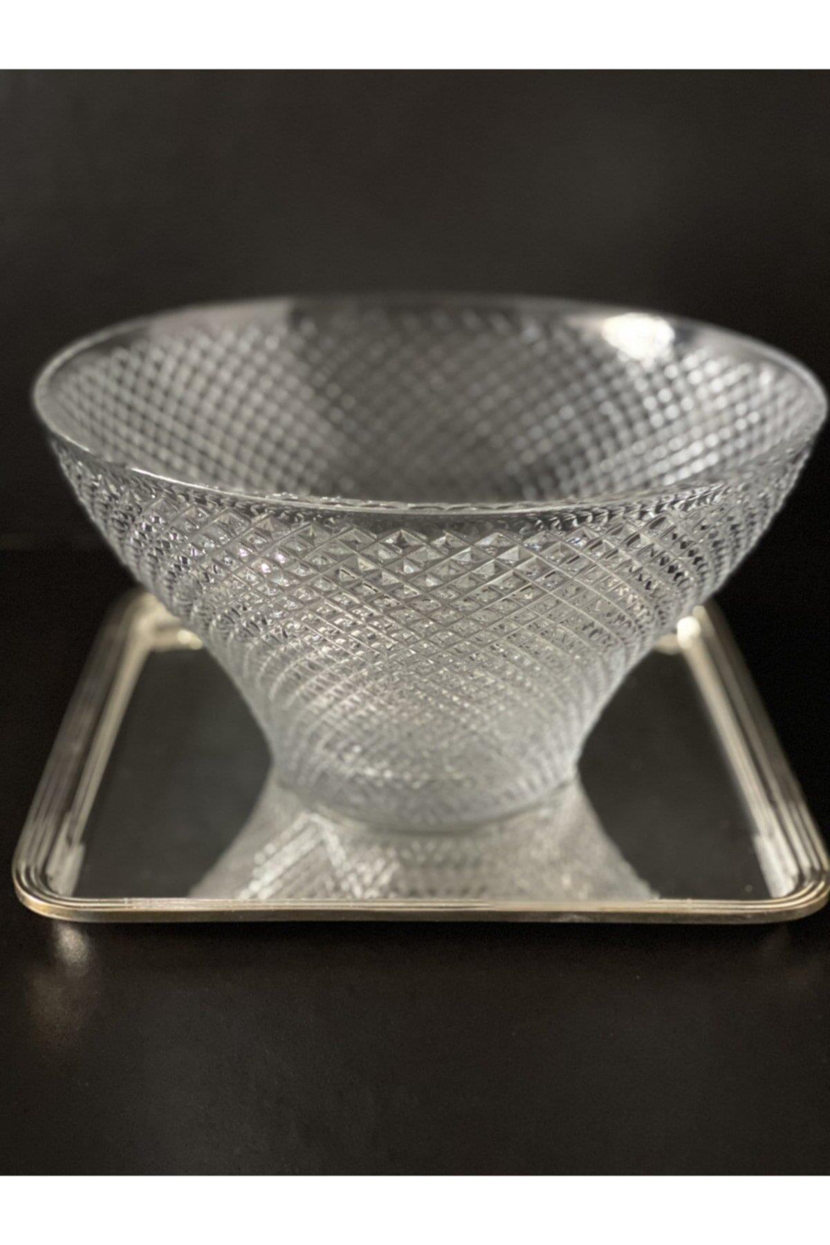 Kristal Kesme Cam Salata Kasesi Ophella 26 Cm