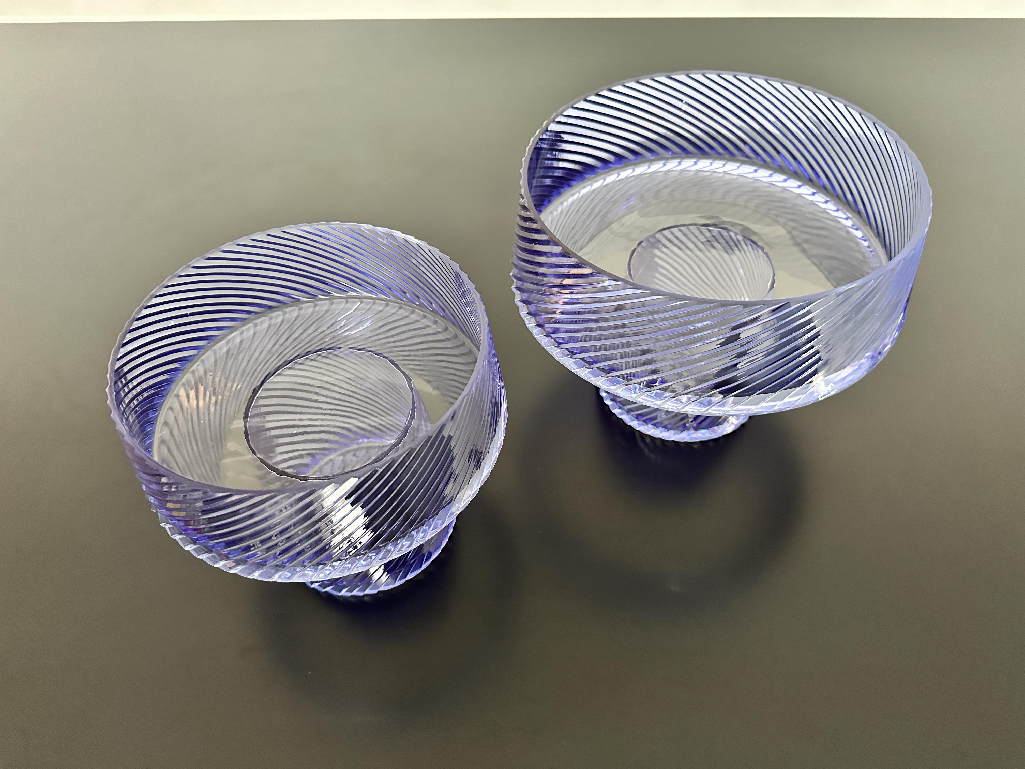 Kristal Kesme Kase Mavi Merkür Ayaklı 28 cm