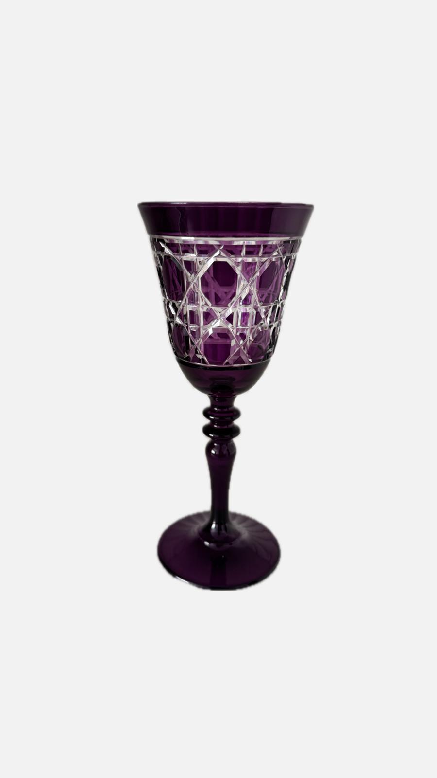 Kristal Kesme Cam Kadeh Mor