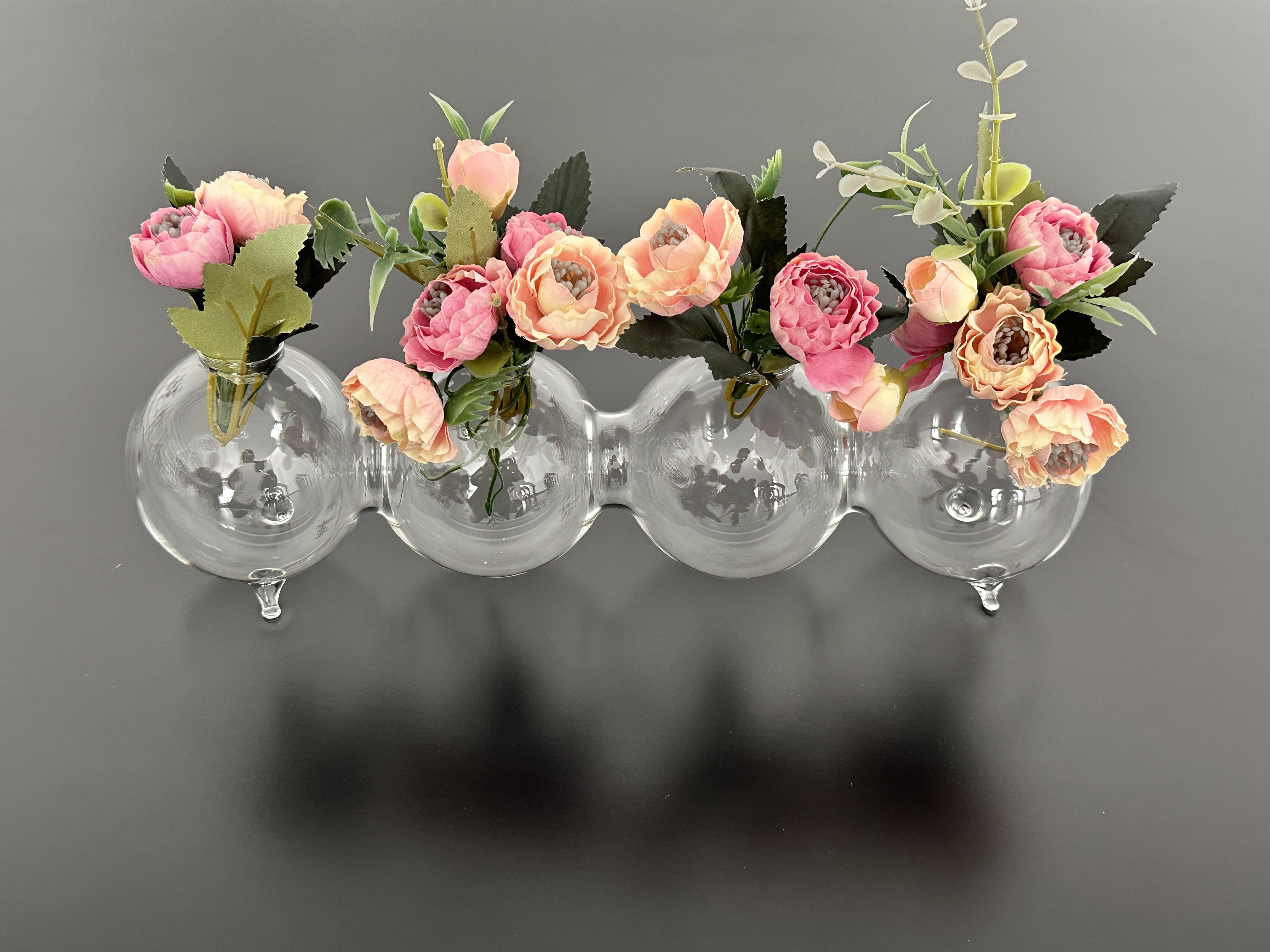 Tırtıl Vazo Üfleme Cam 4 lü