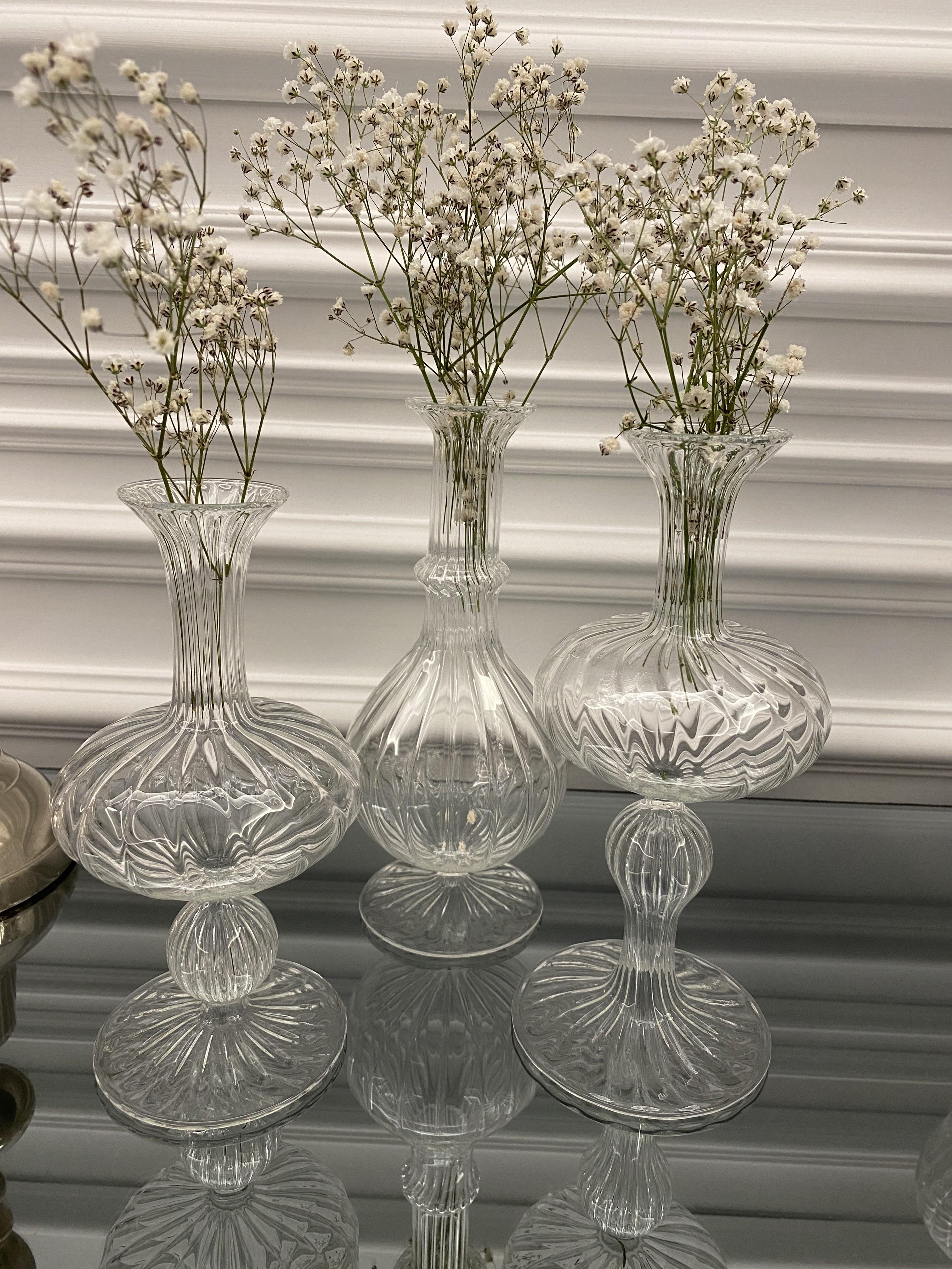 Üfleme Cam Minimal Vazo 3 Lü