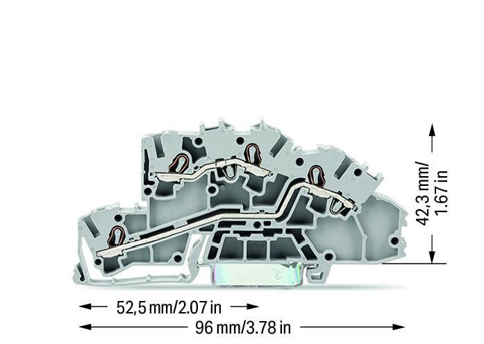 WAGO 2003-7642   Çok Katlı Montaj Klemensi İşlem Yuvalı 2.5mm² L/L Push-in CAGE CLAMP® 2.50mm² Gri