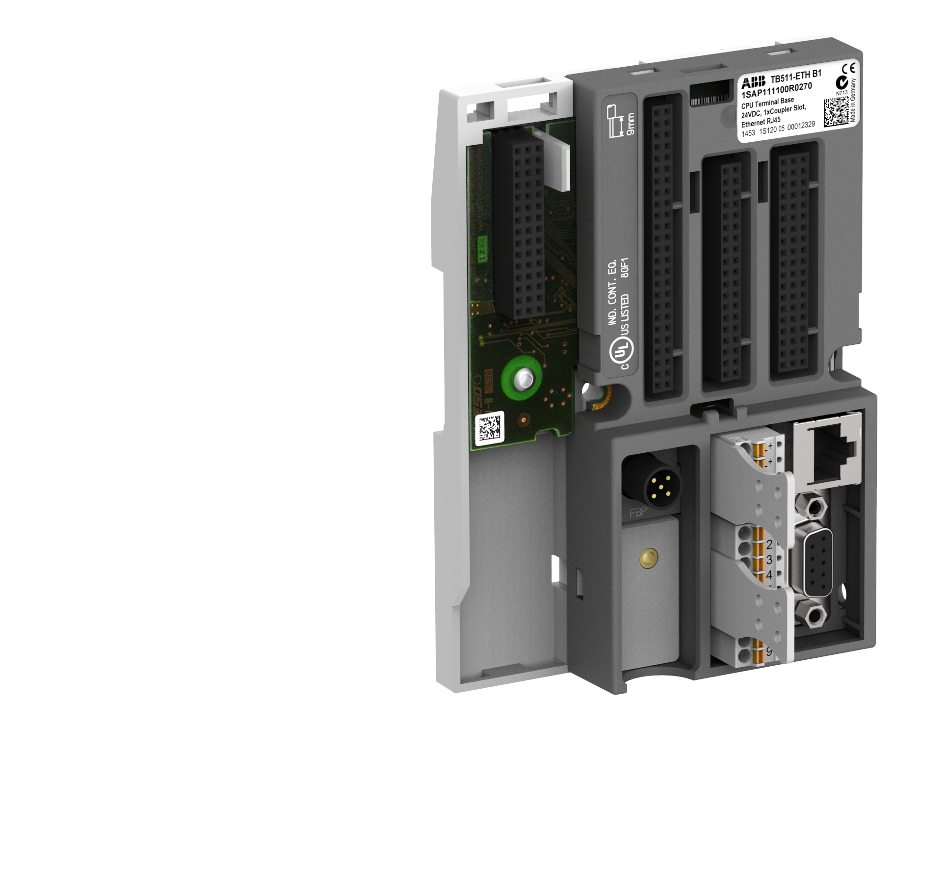 TB511-ETH  TERMİNAL TABANI AC500 V2 İÇİN İLETİŞİM MODÜLÜ İÇİN 1 YUVA ETHERNET ARAYÜZÜ 2 SERİ ARAYÜZ RS232/RS485