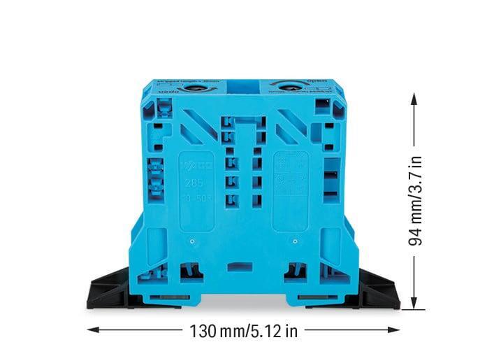 WAGO 285-144 2 İletkenli Geçiş Klemensi 50 Mm² Sabitleme Flanşlı Mavi