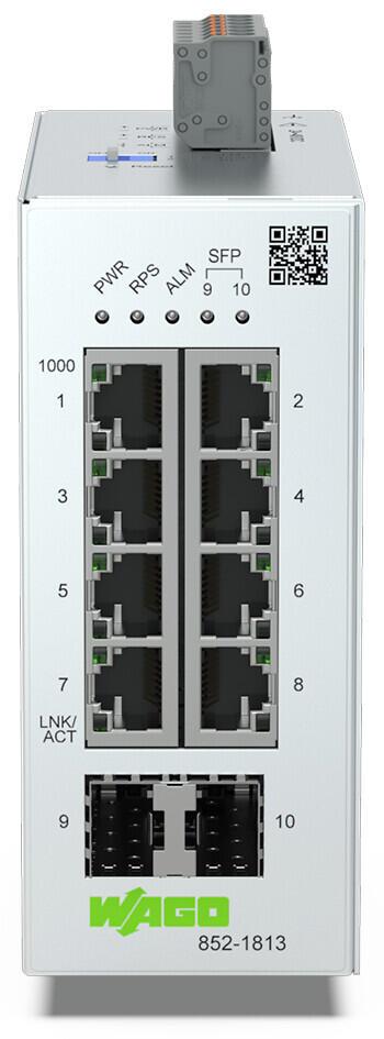 WAGO 852-1813  Lean Managed Switch 8 Port 1000Base-T 2-Slot 1000Base-SX/LX