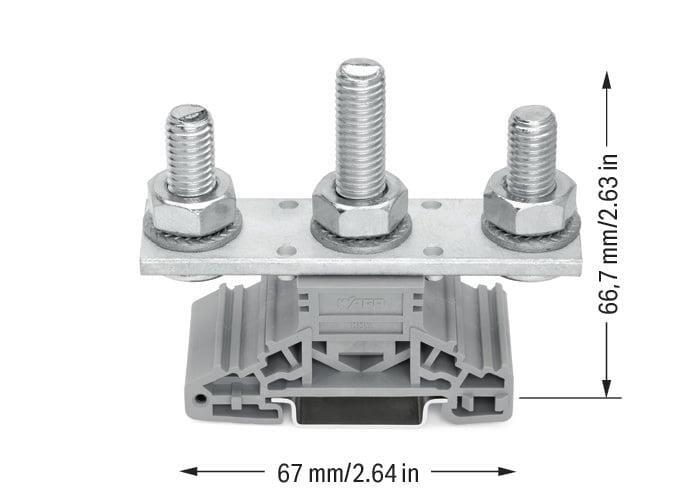 WAGO 885-310  Pabuç Bağlantılı Klemens Dın-Ray 35x15 Ve 35x7.5 İçin 3 Saplama M10 120mm² Gri