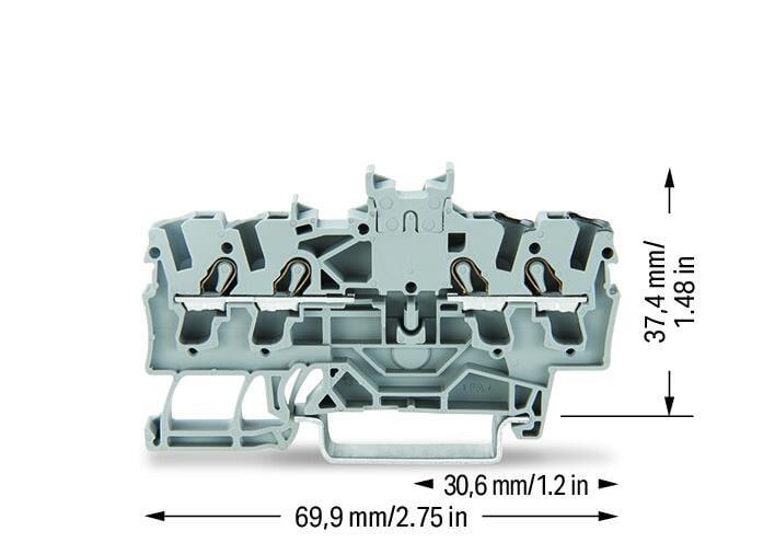 WAGO 2002-1441 Çift Potansiyelli Klemens; 2.5 mm²; Çift, Merkez Etiket Yuvası İçin, Push-in CAGE CLAMP®; 2,50 mm²; Gri
