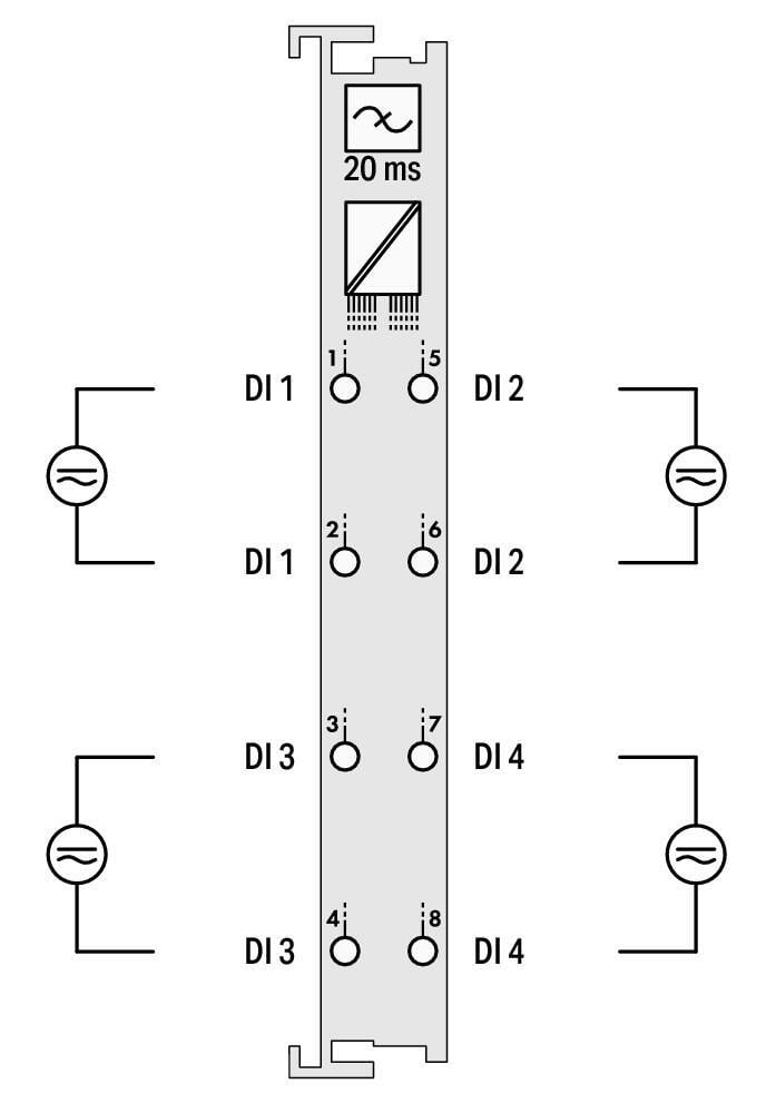WAGO 753-415   4 Kanallı Dijital Giriş 24 V AC/DC 20ms