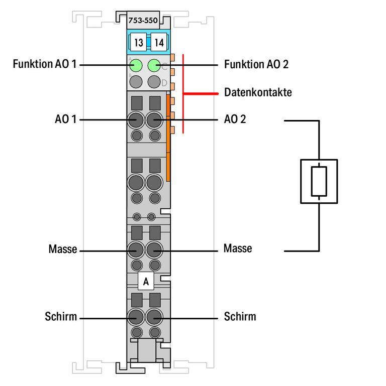 WAGO 753-550  2 Kanallı Analog Çıkış 0 - 10 VDC