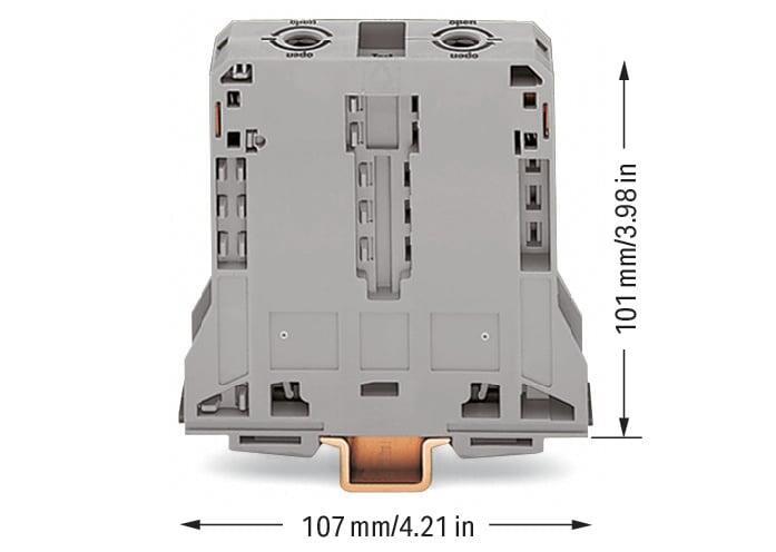 WAGO 285-195 2 İletkenli Geçiş Klemensi 95 Mm² Sadece Dın 35 X 15 Ray İçin Power Cage Clamp® Gri