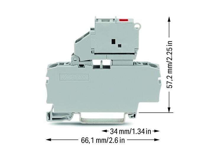 2 İletkenli Sigortalı Klemens 5x20 mm Minyatür Metrik Sigorta İçin; Ledli Atmış Sigorta Göstergeli 2,50 Mm² Gri