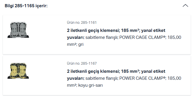 WAGO 285-1165  Üç Fazlı Set 185 Mm² Yüksek Akım Klemensi İle Sabitleme Flanşlı Bakır Çok Renkli