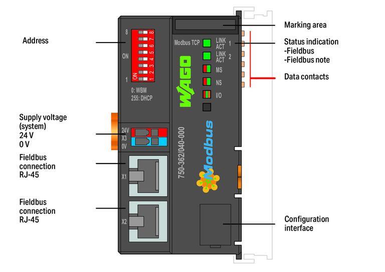 WAGO 750-362/040-000   MODBUS Fieldbus Kuplörü 4.Nesil Aşırı