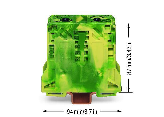 WAGO 285-157 2 İletkenli Topraklı Klemens 50 Mm Sadece Dın 35 X 15 Ray İçin 2,3 Mm Kalınlık Bakır Yeşil-Sarı