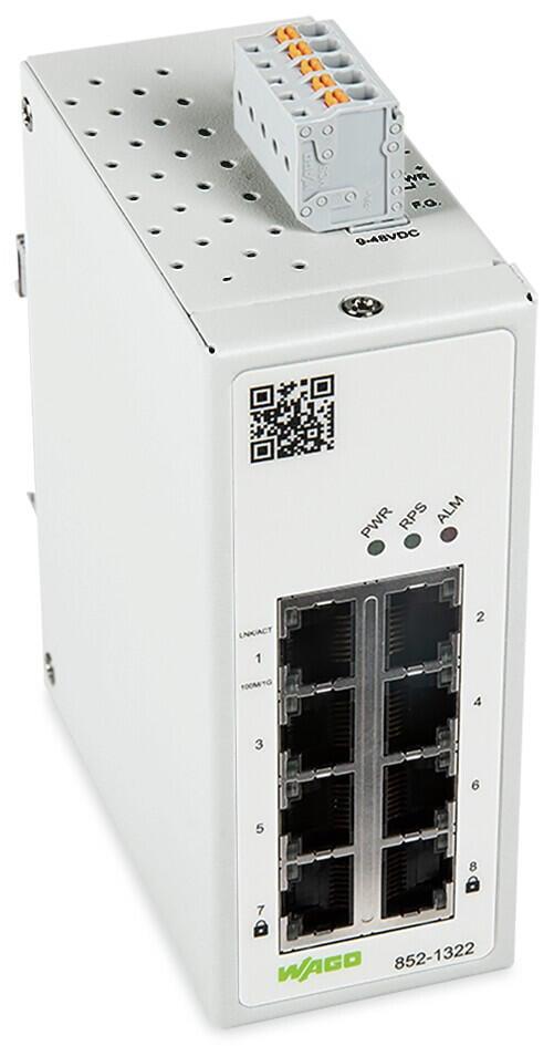 WAGO 852-1322  Endüstriyel Yönetilebilir Switch 8-Port 1000Base-T MAC Security