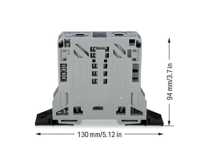 WAGO 285-141 2 İletkenli Geçiş Klemensi 50 Mm Sabitleme Flanşlı Power Cage Clamp Gri