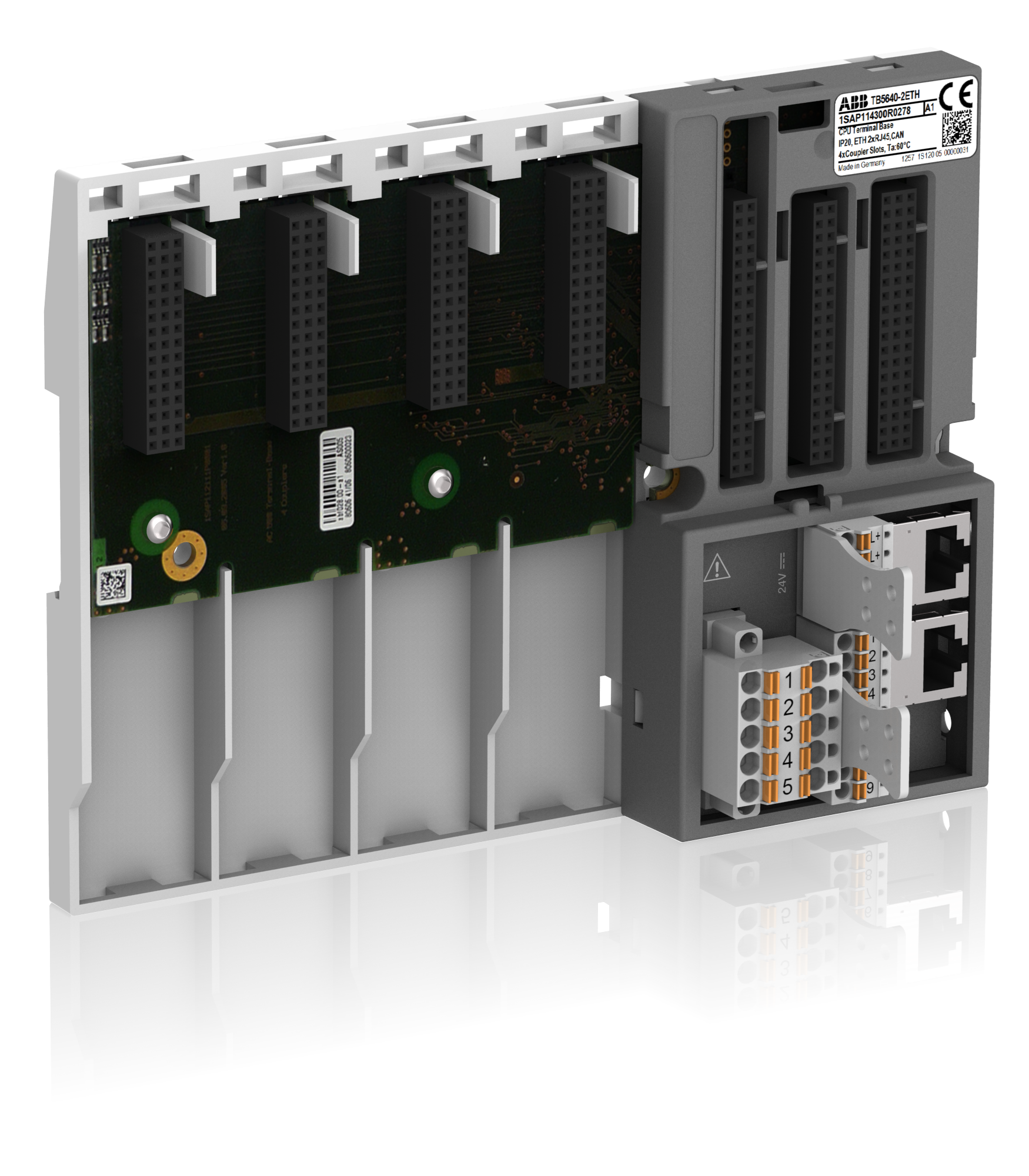 TB5640-2ETH  TERMİNAL TABANI AC500 V3 İÇİN İLETİŞİM MODÜLÜ İÇİN 4 YUVA - 2 ETHERNET ARAYÜZÜ - 1 SERİ ARAYÜZ - 1 CAN ARAYÜZÜ