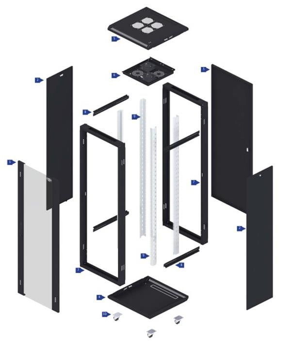 DAPPR326060 32U 600x1550x600 PRO SERİSİ DİKİLİ TİP RACK KABİN