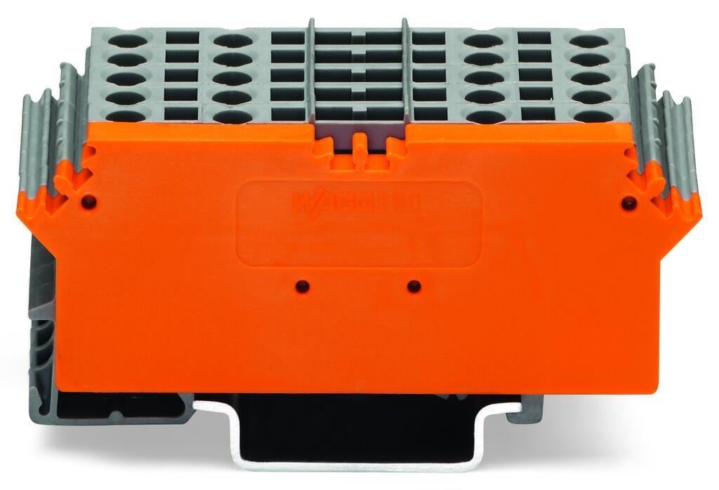 WAGO  280-765  Tak-Çıkar Modüller İçin Klemens 10 Kutuplu 4 İletkenli Klemensli Etiket Taşıyıcı İle Turuncu Ayırıcılı DIN-ray 35x15 ve 35x7.5 İçin 2.5mm² CAGE CLAMP® 2.50mm² Gri