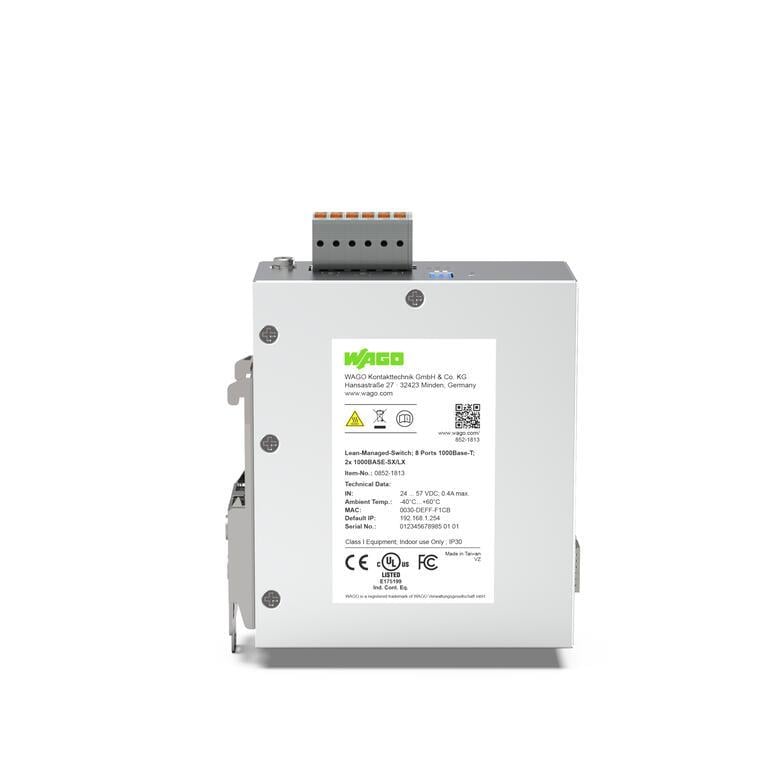 WAGO 852-1813  Lean Managed Switch 8 Port 1000Base-T 2-Slot 1000Base-SX/LX
