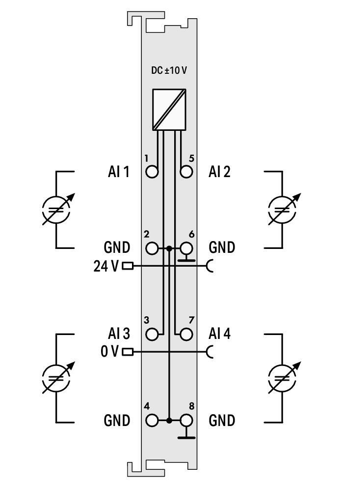 WAGO 750-457 4 Kanallı Analog Giriş ±10 VDC Tek Uçlu