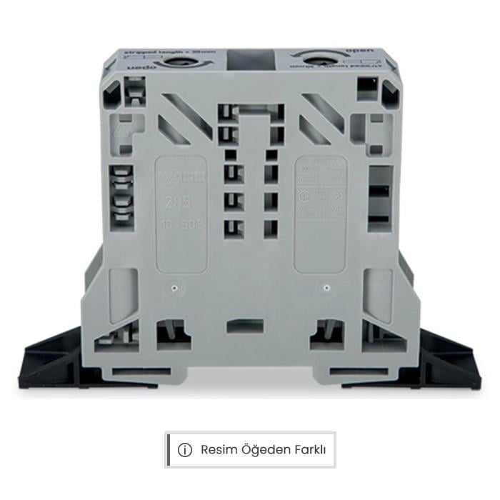 WAGO 285-143 2 İletkenli Geçiş Klemensi 50 Mm² Ex E Iı Uygulamaları İçin Uygun Sabitleme Flanşlı Açık Gri