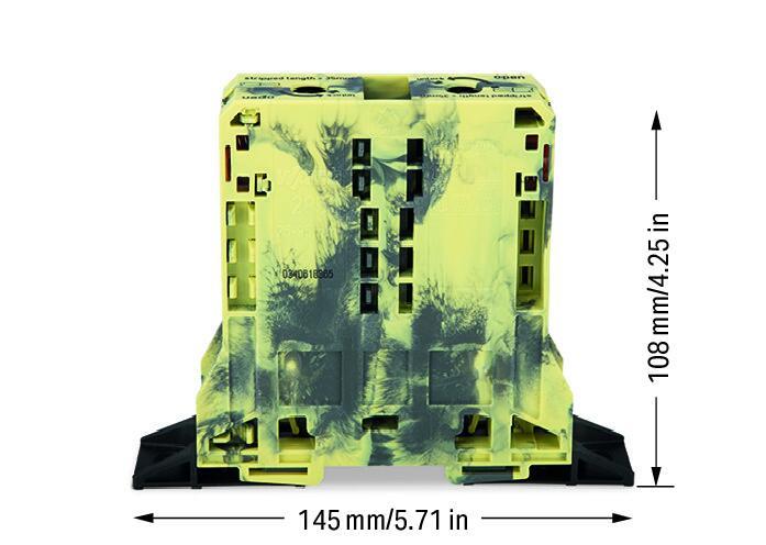 WAGO 285-187 2 İletkenli Geçiş Klemensi 95 Mm² Sabitleme Flanşlı Koyu Gri-Sarı