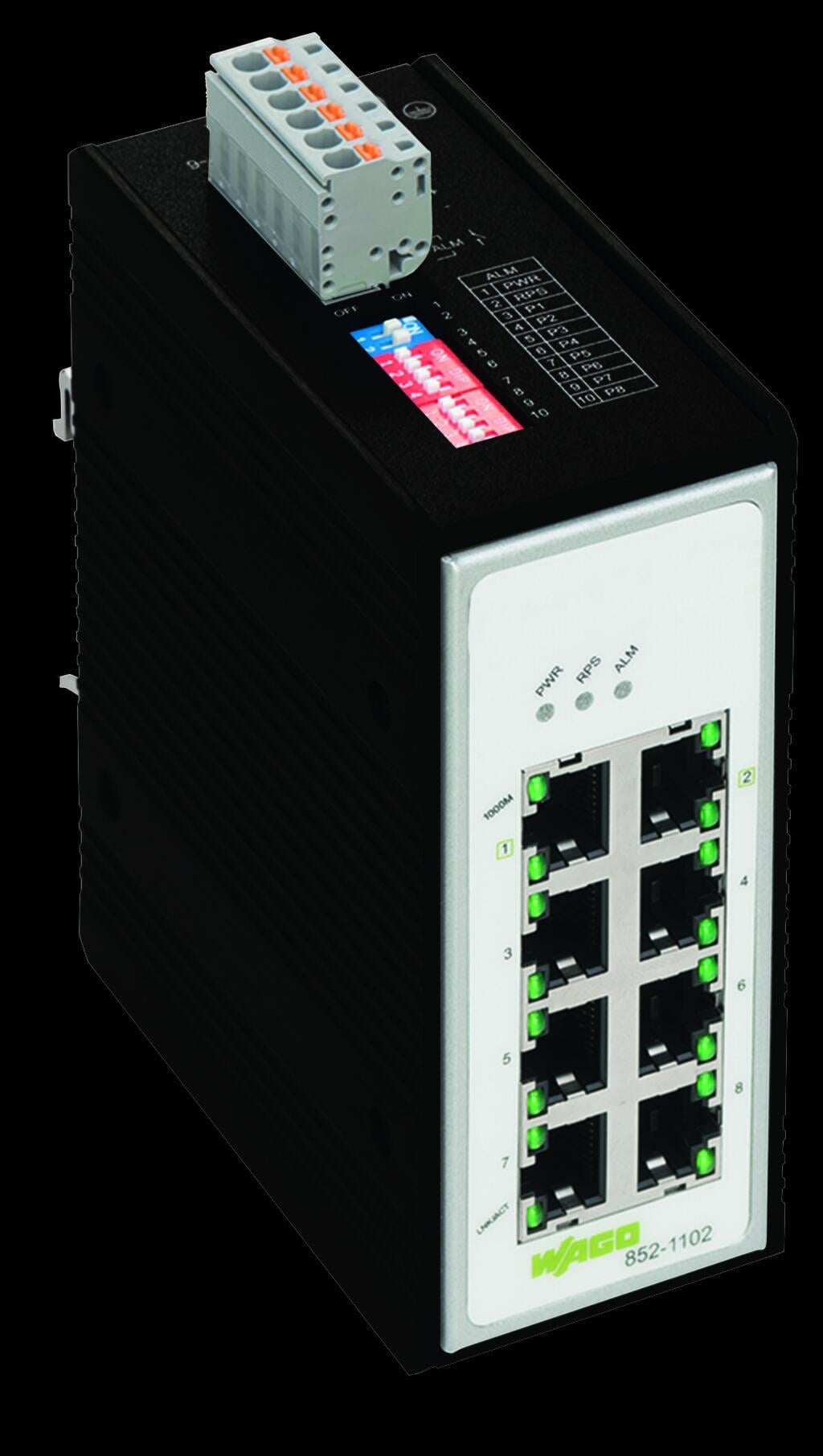 WAGO 852-1102  Endüstriyel Switch 8 Port 1000Base-T Siyah