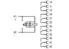WAGO 858-391   Röle Modülü Nominal Giriş Gerilimi 220 VDC 4 Değişken Kontak Sınırlayıcı Sürekli Akım 6A Manuel Çalıştırmalı Kırmızı Durum Göstergesi Modül Genişliği 31mm 1.50mm² Gri