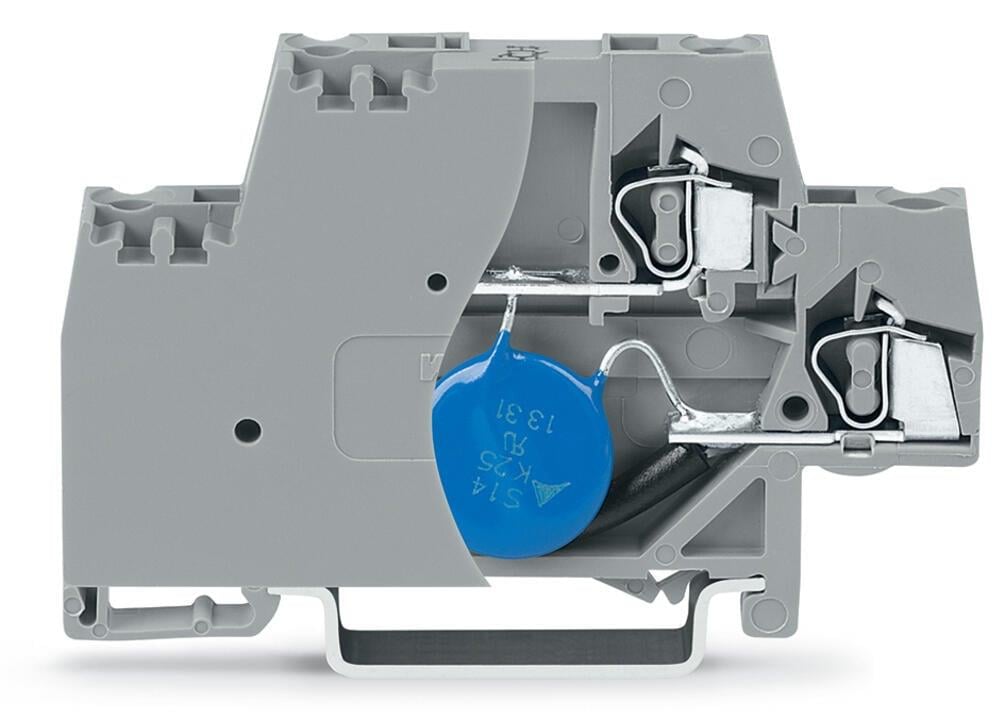 WAGO 280-504/281-582  Bileşen Klemensi İki Katlı Sonlandırma Plakalı Varistörlü DIN-ray 35x15 ve 35x7.5 İçin 2.5mm² CAGE CLAMP® 2.50mm² Gri