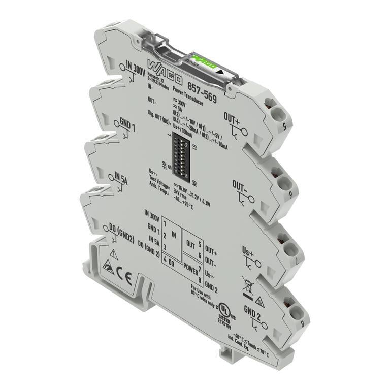 WAGO 857-569   Güç Sinyali Şartlandırıcı Akım ve Gerilim Girişi Sinyali Akım ve Gerilim Çıkışı Sinyali Dijital Çıkış Yazılım Üzerinden Konfigürasyon Besleme Gerilimi 24 VDC 6mm Modül Genişliği