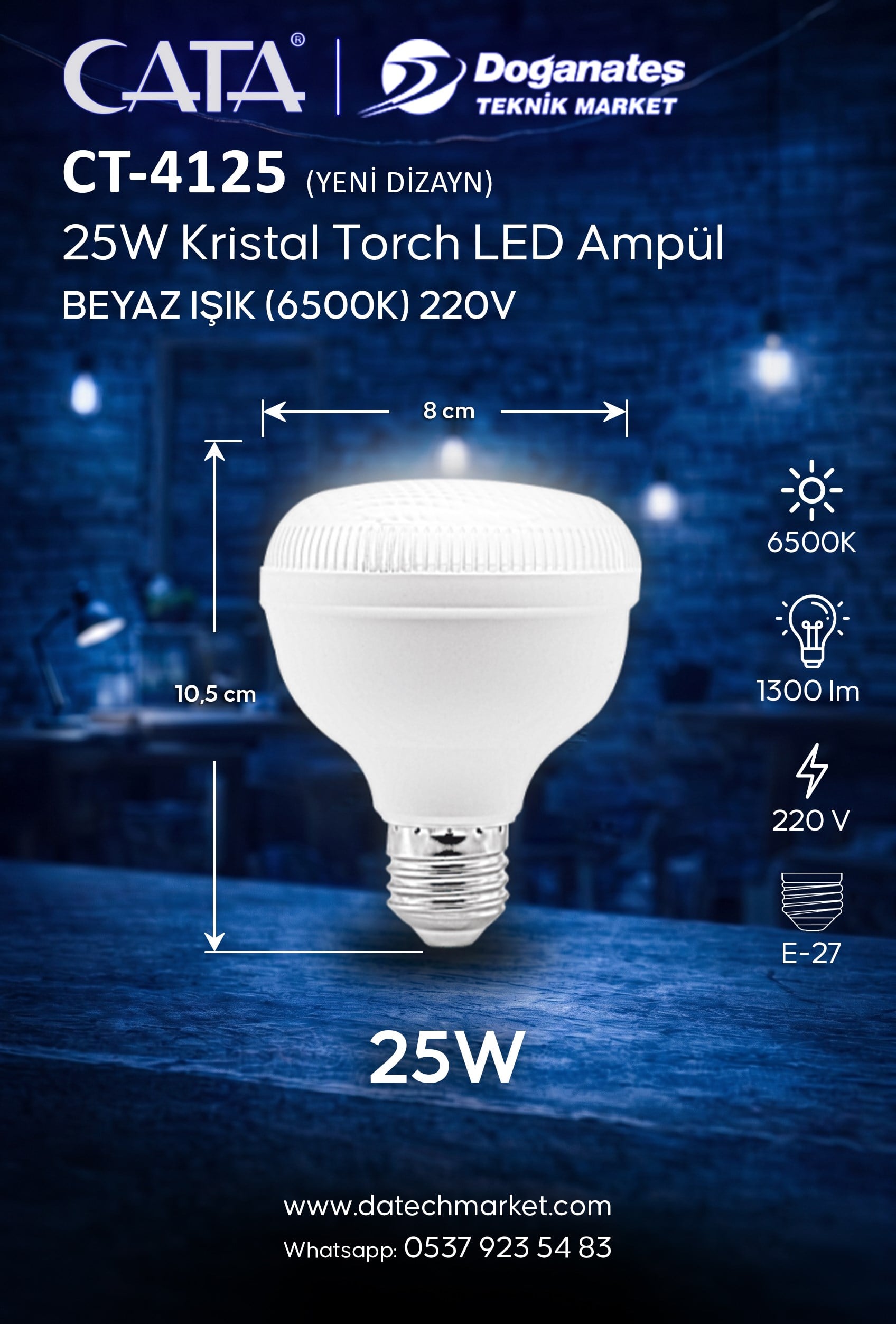 CT 4125 25W 6400K KRİSTAL TORCH LED AMPÜL E27