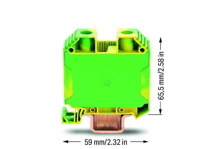 WAGO 883-3507  2 İletkenli Topraklı Klemens 35 Mm² Vidalı Kıskaç Bağlantı Yeşil-Sarı