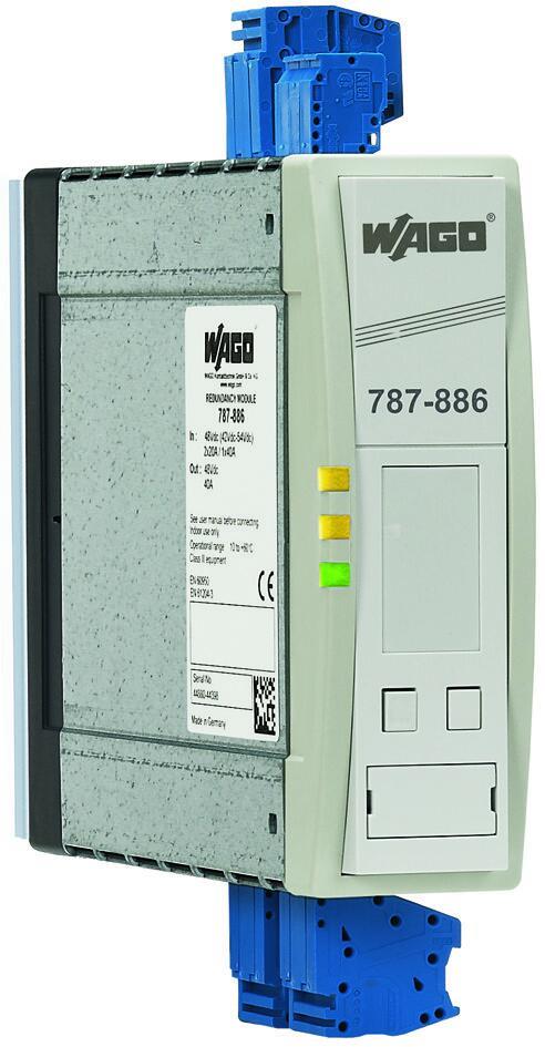 WAGO 787-886 Yedek Modül 2x48VDC Giriş Gerilimi 2x20A Giriş Akımı 48VDC Çıkış Gerilimi 40A Çıkış Akımı İletişim Yeteneği 10.00mm²