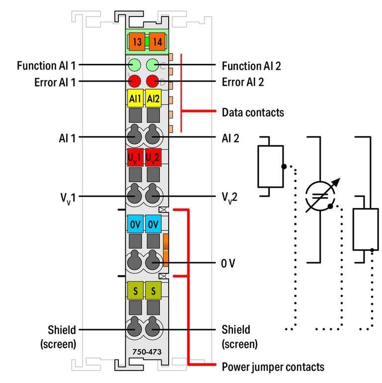 WAGO 750-473/005-000  2 Kanallı Analog Giriş 4 - 20 mA Tek Uçlu 60Hz