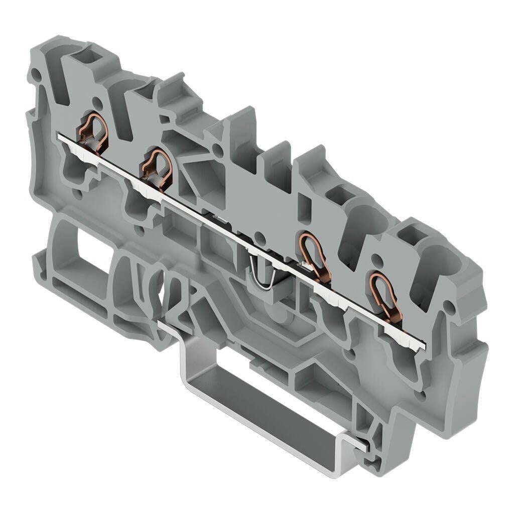 WAGO 2001-1401 4 İletkenli Geçiş Klemensi; 1,5 mm²; Ex e II Uygulamaları İçin Uygun; Yana ve Ortaya Etiketleme, Push-in CAGE CLAMP®; 1,50 mm²; Gri