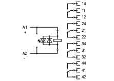 WAGO 858-314   Röle Modülü Nominal Giriş Gerilimi 24VDC 4 Değişken Kontak Sınırlayıcı Sürekli Akım 5A Altın Kontaklı Manuel Çalıştırmalı Kırmızı Durum Göstergesi Modül Genişliği 31mm 1.50mm²