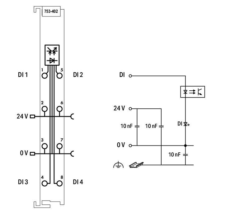 WAGO 753-400   2 Kanallı Dijital Giriş 24 VDC 3ms