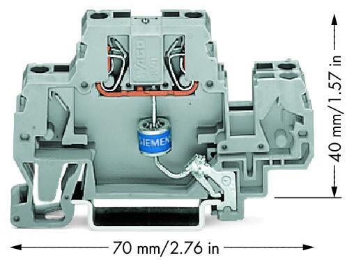 WAGO 870-523/281-581  Bileşen Klemensi İki Katlı Gaz Dolgulu Parafudrlu DIN-ray 35x15 ve 35x7.5 İçin 2.5mm² CAGE CLAMP® 2.50mm² Gri