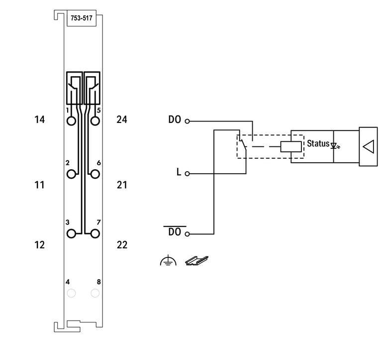 WAGO 753-517   2 Kanallı Röle Çıkışı 250 VAC 1A Potansiyelsiz 2 Değişken Kontak