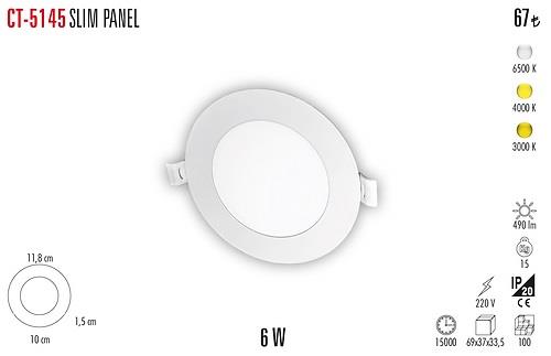 CT-5145G 6W 3200K METAL KASA GÜN IŞIĞI ECO PANEL LED