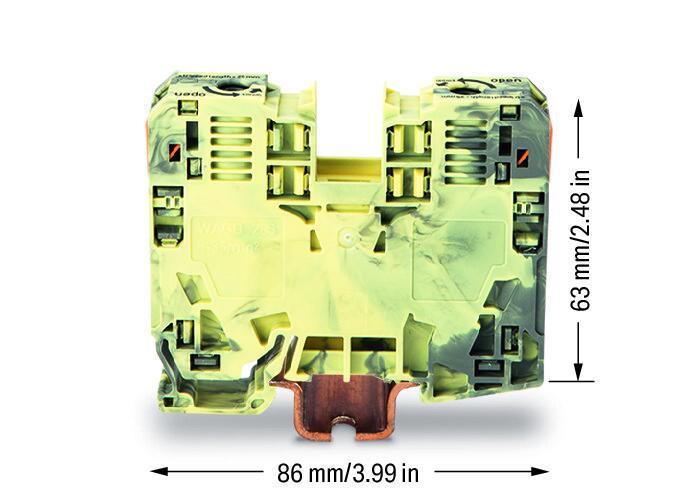 WAGO 285-131 2 İletkenli Geçiş Klemensi 35 Mm² Sadece Dın 35 X 15 Ray İçin Power Cage Clamp Koyu Gri-Sarı