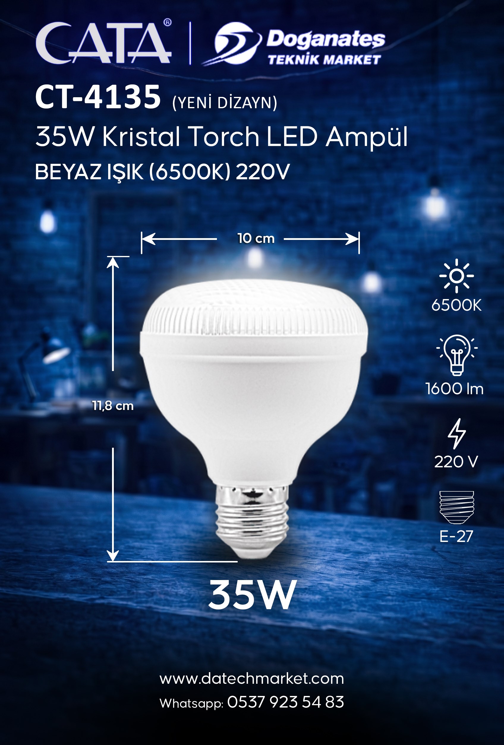 CT 4135 35W 6400K KRİSTAL TORCH LED AMPÜL E27