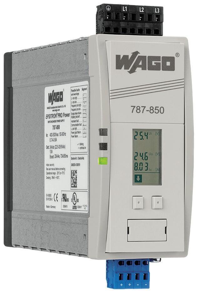 WAGO 787-850 Anahtarlamalı Mod Güç Kaynağı Pro 3 Fazlı 24VDC Çıkış Gerilimi 10A Çıkış Akımı TopBoost + PowerBoost LineMonitor DC OK Sinyali 2.50mm²