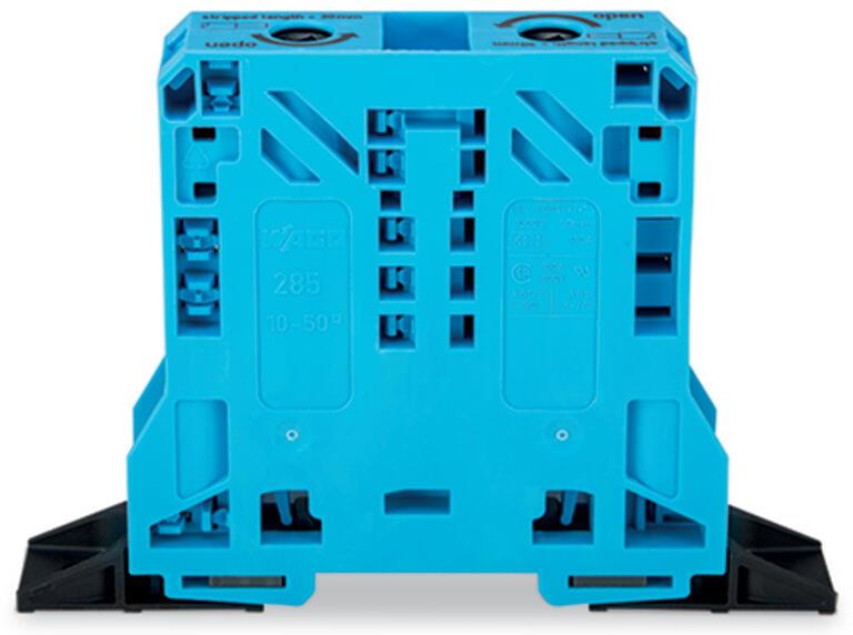 WAGO 285-144 2 İletkenli Geçiş Klemensi 50 Mm² Sabitleme Flanşlı Mavi