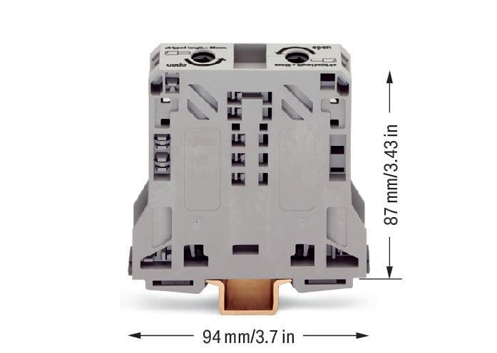 WAGO 285-150 2 İletkenli Geçiş Klemensi 50 Mm Sadece Dın 35 X 15 Ray İçin Gri