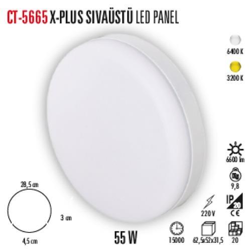 CT-5665 55W 3200K S/Ü X-PLUS LED PANEL (AYARLANABİLİR MONTAJ ÇAPI)