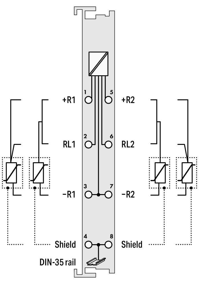 WAGO 750-461/000-007  2 Kanallı Analog Giriş Direnç Ölçümü 10 - 5000 Ohm