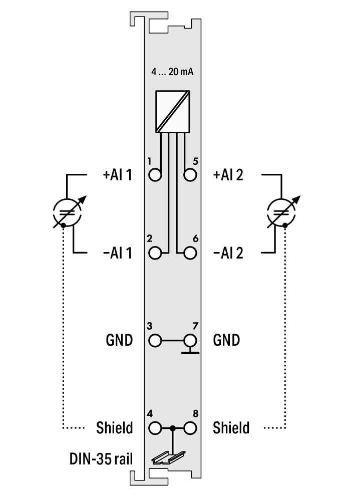 WAGO 750-454/025-000   2 Kanallı Analog Giriş 4 - 20 mA Diferansiyel Giriş Geniş Sıcaklık